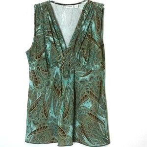 Cato Paisley Feathers and Flowers Top Size Medium